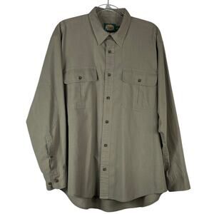 Cabela's Men's Army Green Long Sleeve Button Down Shirt Size Large Outdoor Work